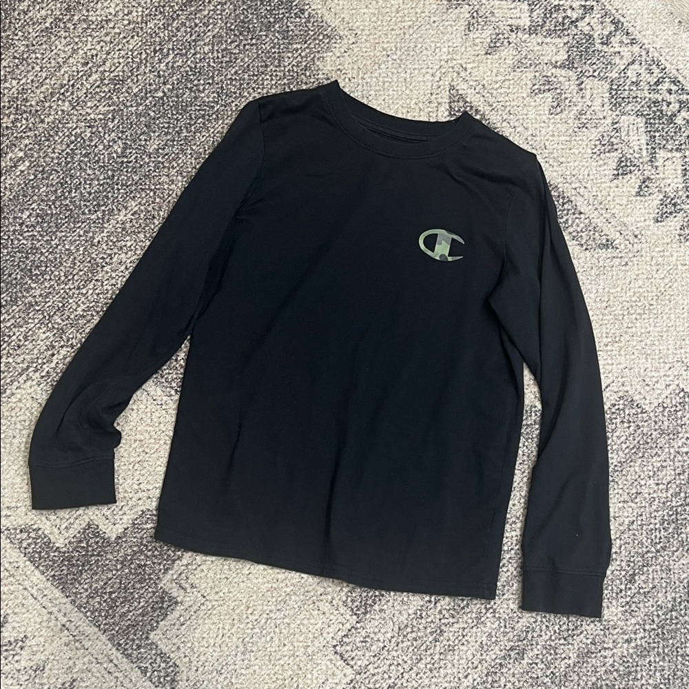 Champion Boys Black Long Sleeve T-shirt Size Large